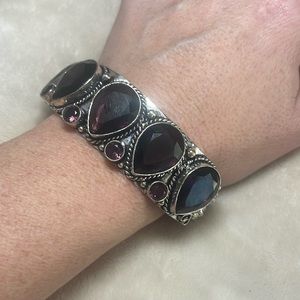 Woman’s amethyst bracelet, silver adjustable cuff
